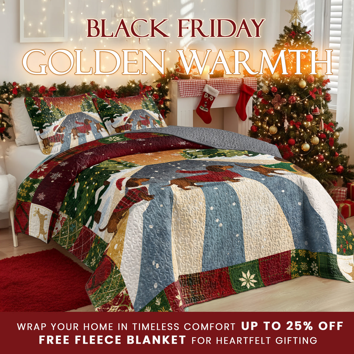 Shineful Quilt 3-Piece Set Winter Wiener Wonderland