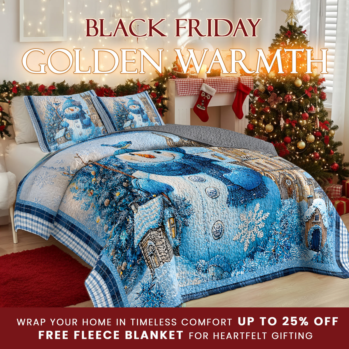 Shineful Quilt 3-Piece Set Frosty Blue Winter
