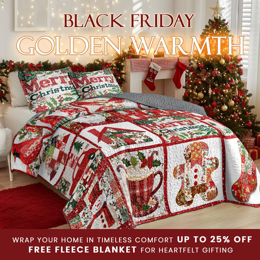 Shineful Quilt 3-Piece Set Merry Christmas