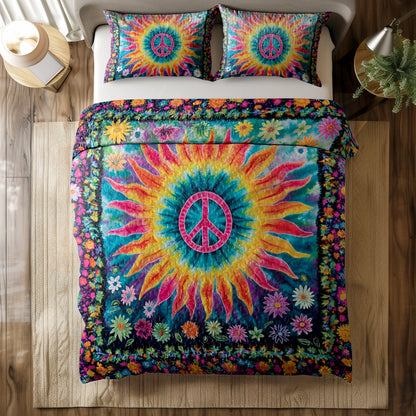 Shineful All Season Quilt 3-Piece Set Hippie Groovy Oasis
