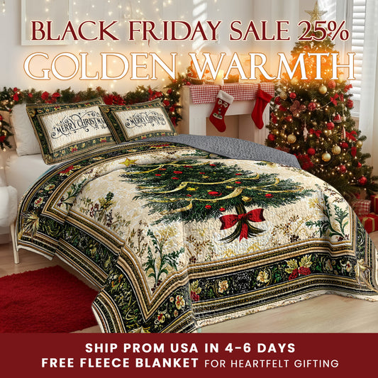Shineful Quilt 3-Piece Set Classic Christmas Tree