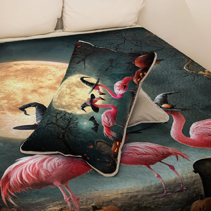 Shineful All Season Quilt 3-Piece Set - Spooky Flamingo Halloween
