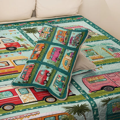 Shineful All Season Quilt 3-Piece Set - Retro Road Trip Camper