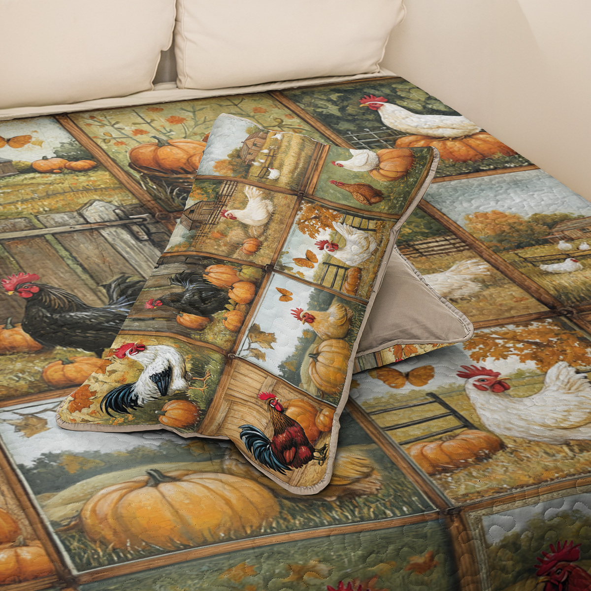 Shineful All Season Quilt 3-Piece Set Heritage Hens & Pumpkins