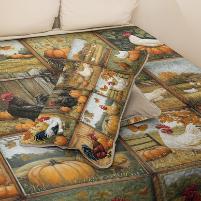 Shineful All Season Quilt 3-Piece Set Heritage Hens & Pumpkins