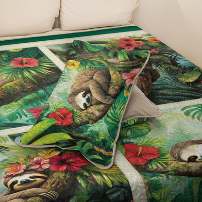 Shineful All Season Quilt 3-Piece Set Sleepy Sloth Paradise