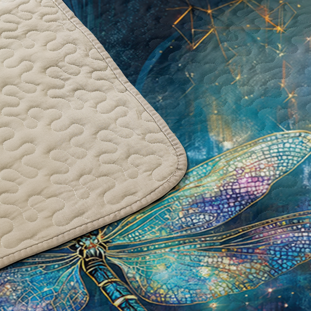 Shineful All Season Quilt 3-Piece Set Tranquil Lotus Dragonfly