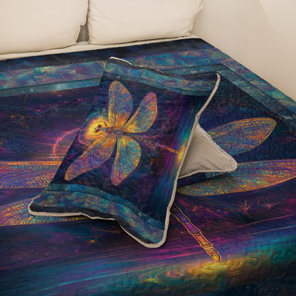 Shineful All Season Quilt 3-Piece Set Golden Glow Dragonfly