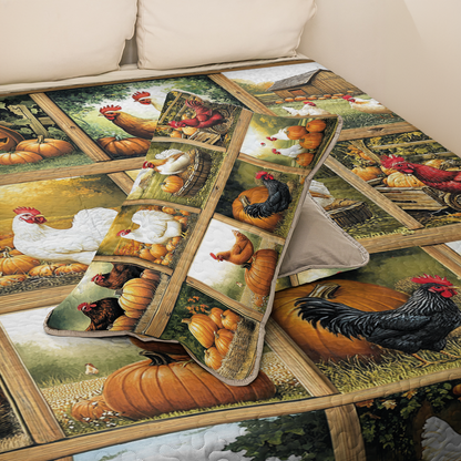 Shineful All Season Quilt 3-Piece Set Harvest Farmyard Chicken