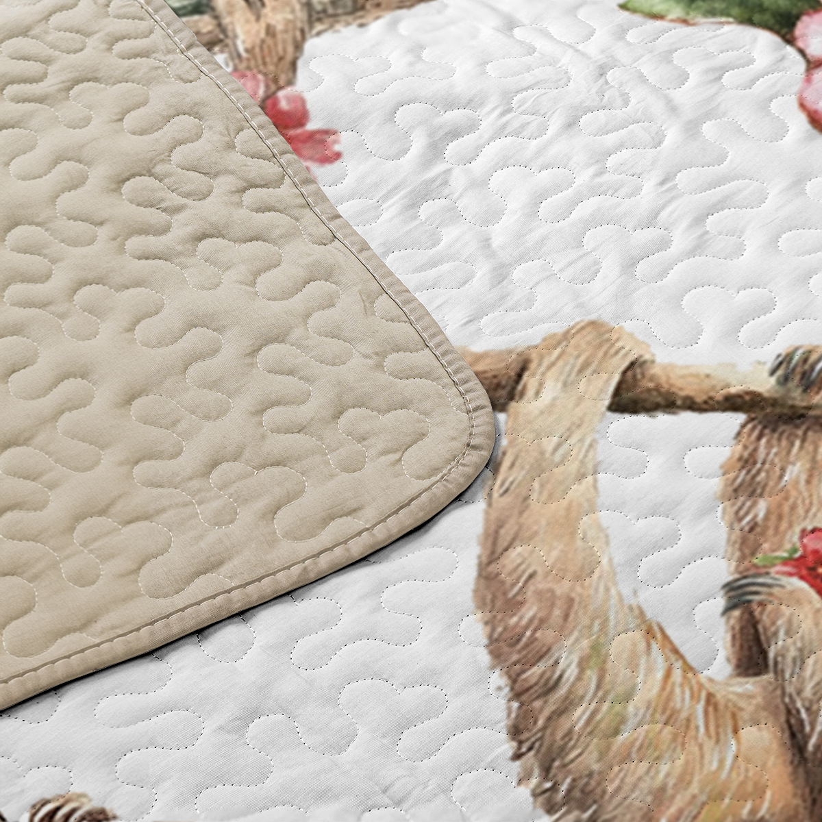 Shineful All Season Quilt 3-Piece Set Pink Flower Sloth Haven