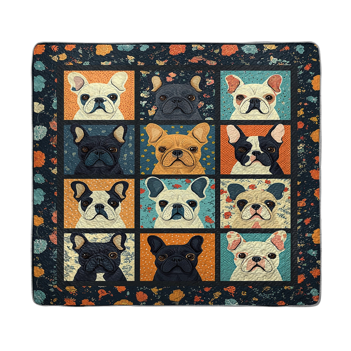 Shineful All Season Quilt 3-Piece Set - French Bulldog Cuddle