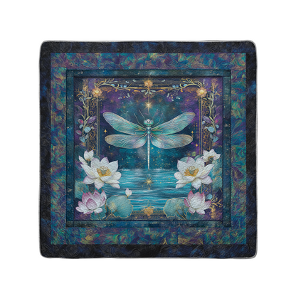 Shineful All Season Quilt 3-Piece Set Lotus And Dragonfly Serenity