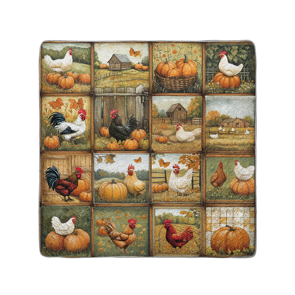 Shineful All Season Quilt 3-Piece Set Heritage Hens & Pumpkins