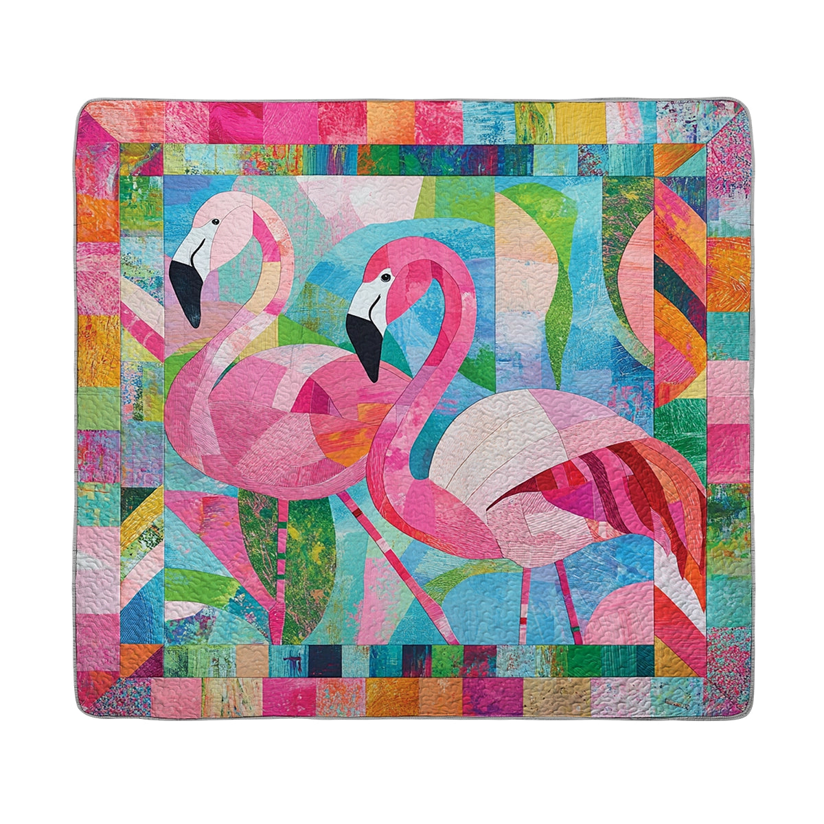Shineful All Season Quilt 3-Piece Set Flamingo Fantasy