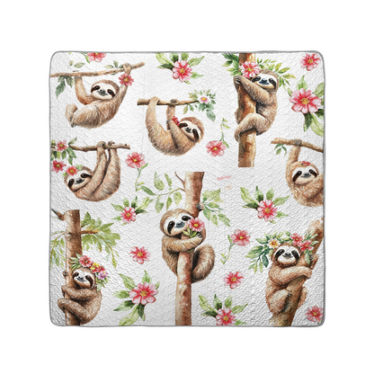 Shineful All Season Quilt 3-Piece Set Pink Flower Sloth Haven