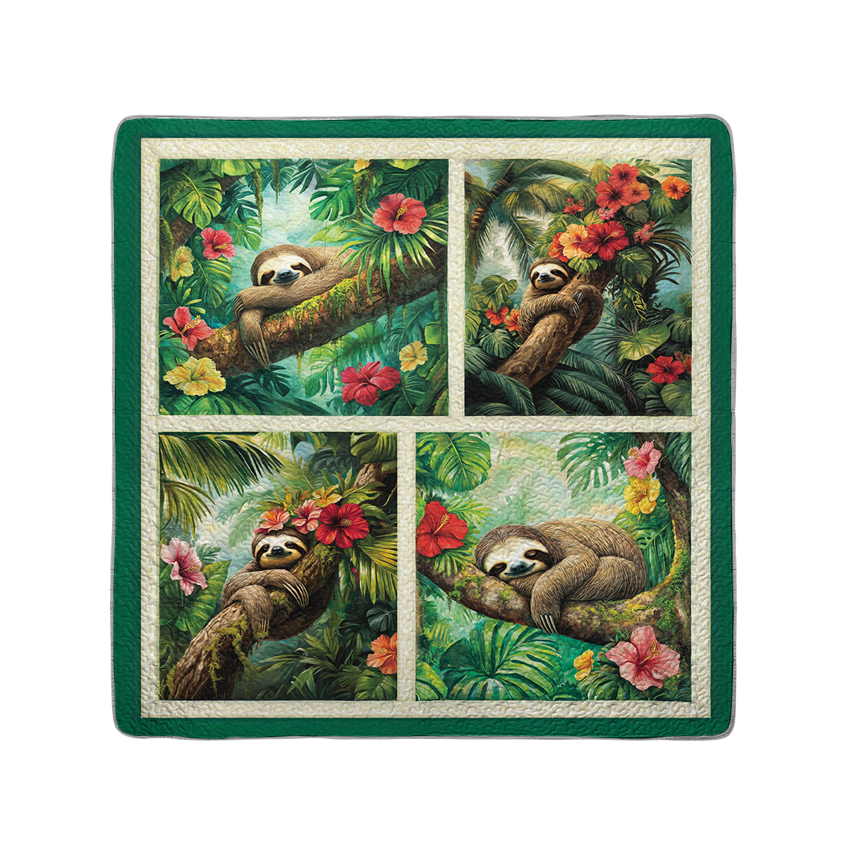 Shineful All Season Quilt 3-Piece Set Sleepy Sloth Paradise