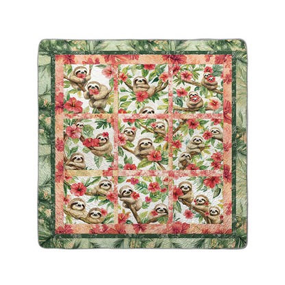 Shineful All Season Quilt 3-Piece Set Tropical Sloth Haven