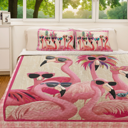 Shineful All Season Quilt 3-Piece Set - Flamingo Shades