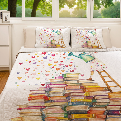 Shineful All Season Quilt 3-Piece Set Reading From The Heart