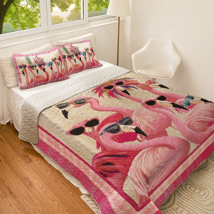 Shineful All Season Quilt 3-Piece Set - Flamingo Shades