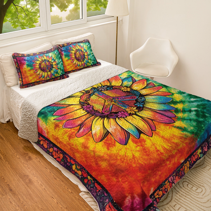 Shineful All Season Quilt 3-Piece Set Hippie Spirit Sunflower