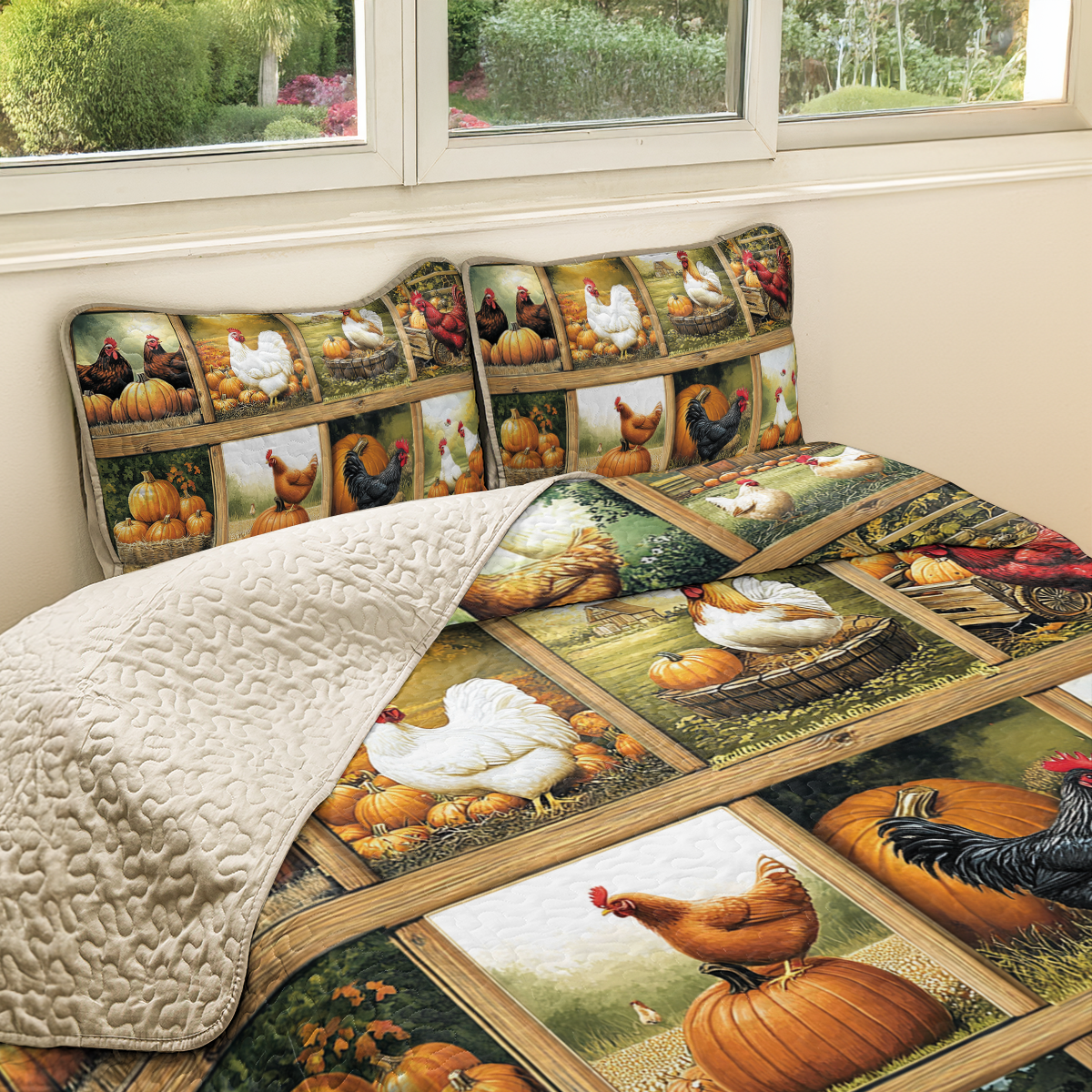 Shineful All Season Quilt 3-Piece Set Harvest Farmyard Chicken