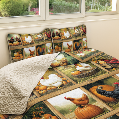 Shineful All Season Quilt 3-Piece Set Harvest Farmyard Chicken