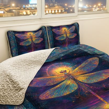 Shineful All Season Quilt 3-Piece Set Golden Glow Dragonfly