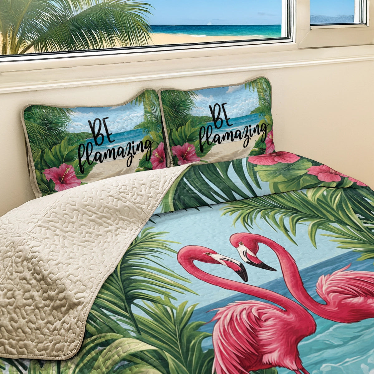 Shineful All Season Quilt 3-Piece Set - Be Flamingo-mazing
