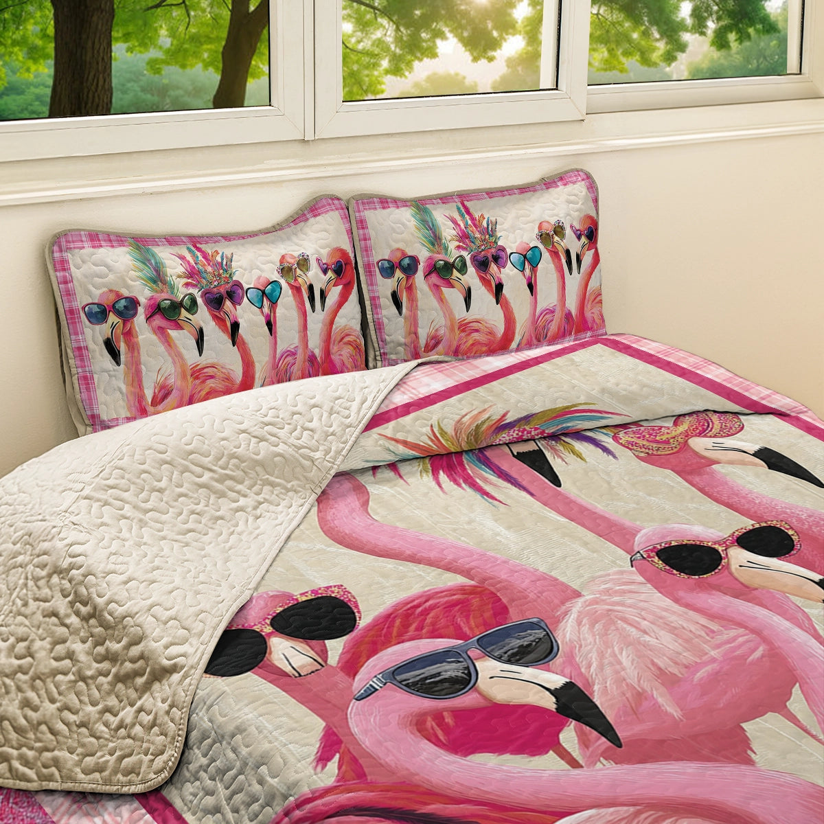 Shineful All Season Quilt 3-Piece Set - Flamingo Shades