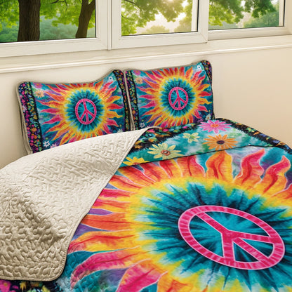 Shineful All Season Quilt 3-Piece Set Hippie Groovy Oasis