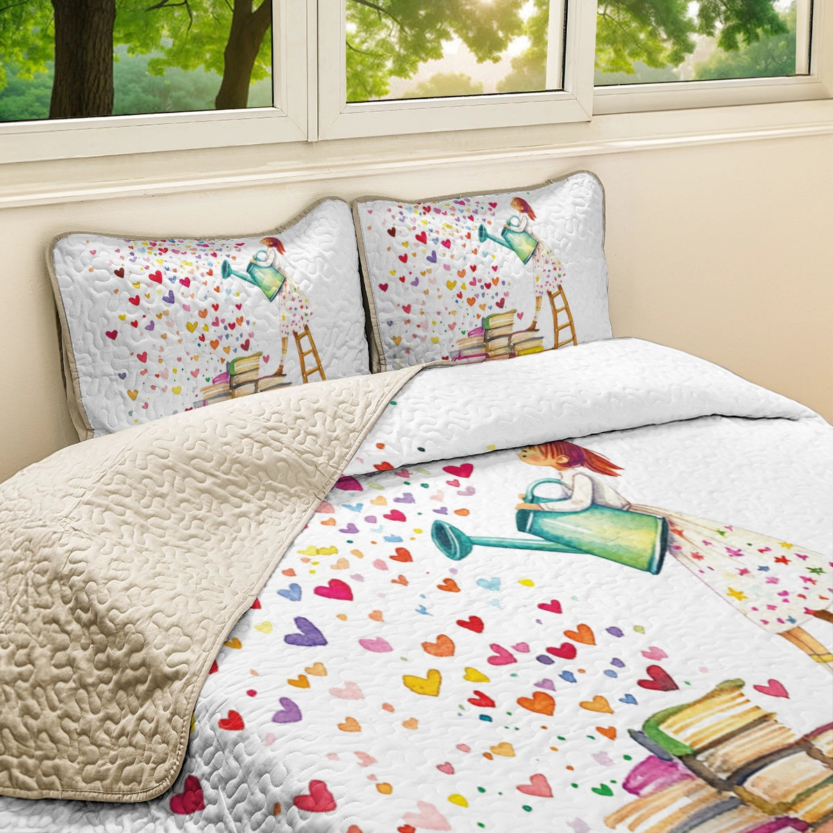 Shineful All Season Quilt 3-Piece Set Reading From The Heart