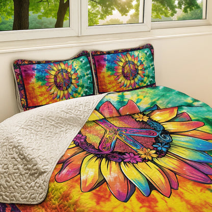 Shineful All Season Quilt 3-Piece Set Hippie Spirit Sunflower
