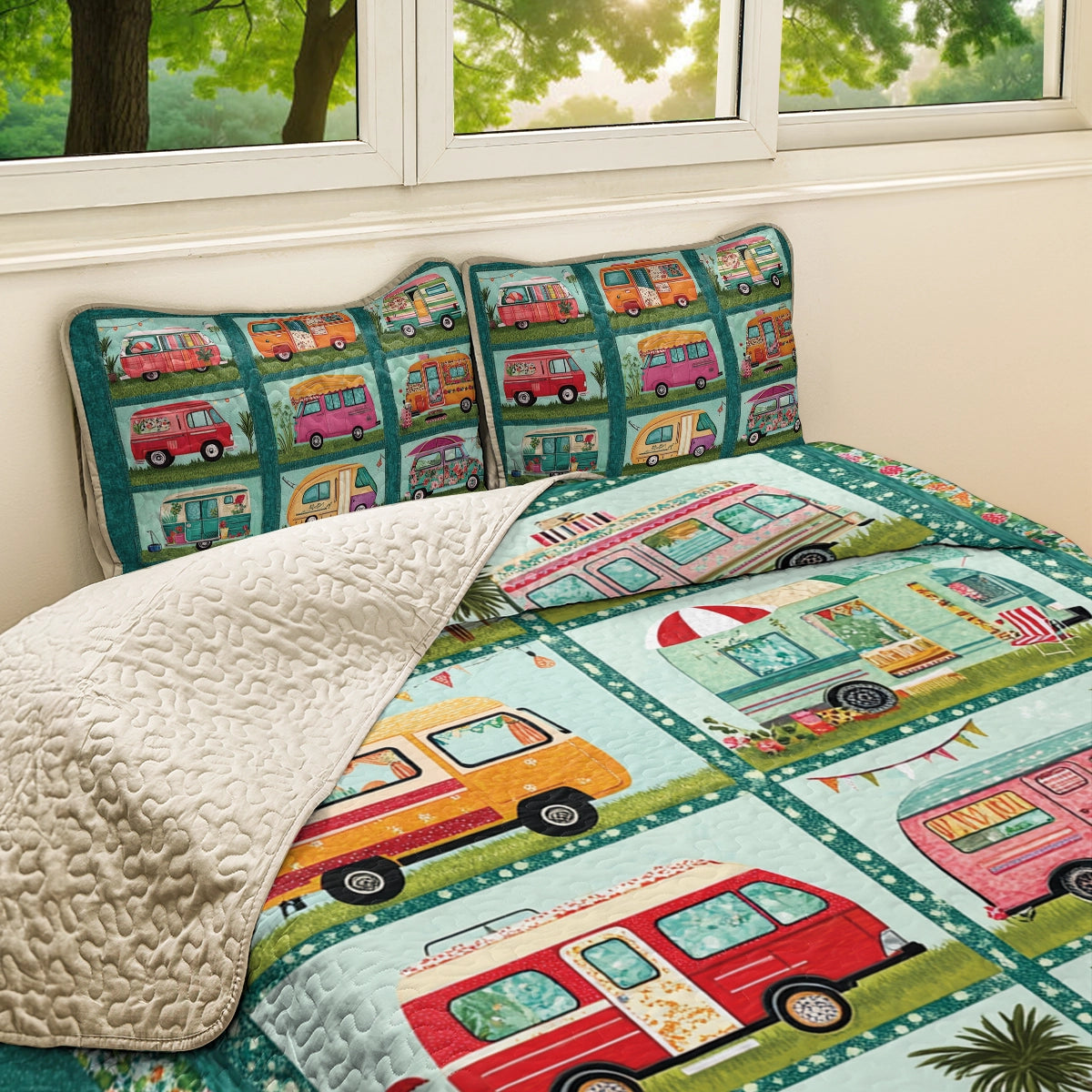 Shineful All Season Quilt 3-Piece Set - Retro Road Trip Camper