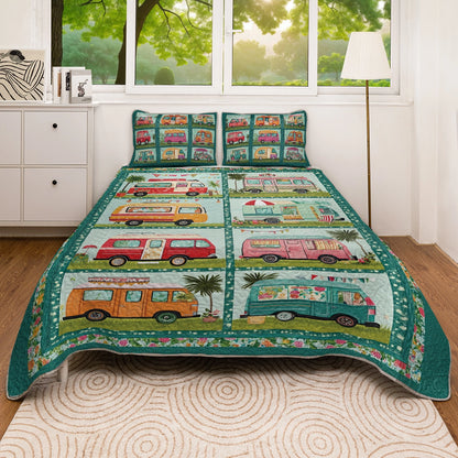 Shineful All Season Quilt 3-Piece Set - Retro Road Trip Camper