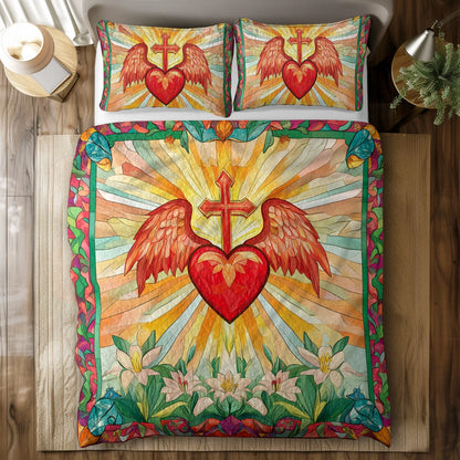 Shineful All Season Quilt 3-Piece Set Heart of Grace