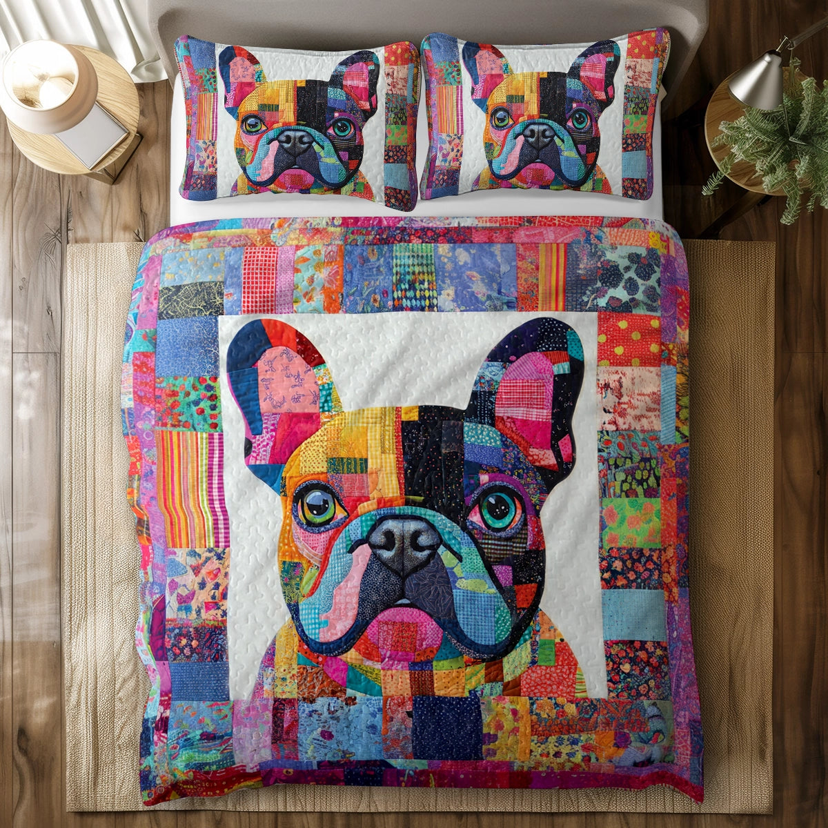 Shineful All Season Quilt 3-Piece Set Patchwork Pup