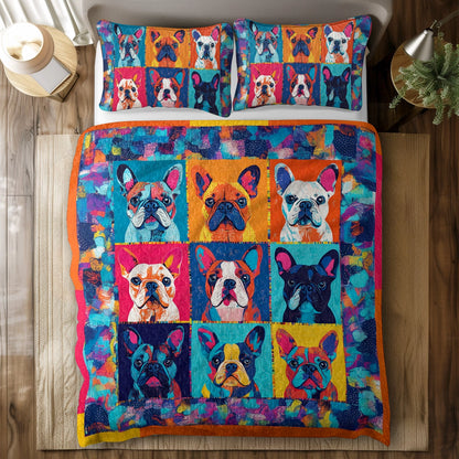 Shineful All Season Quilt 3-Piece Set Bulldog Pop Art