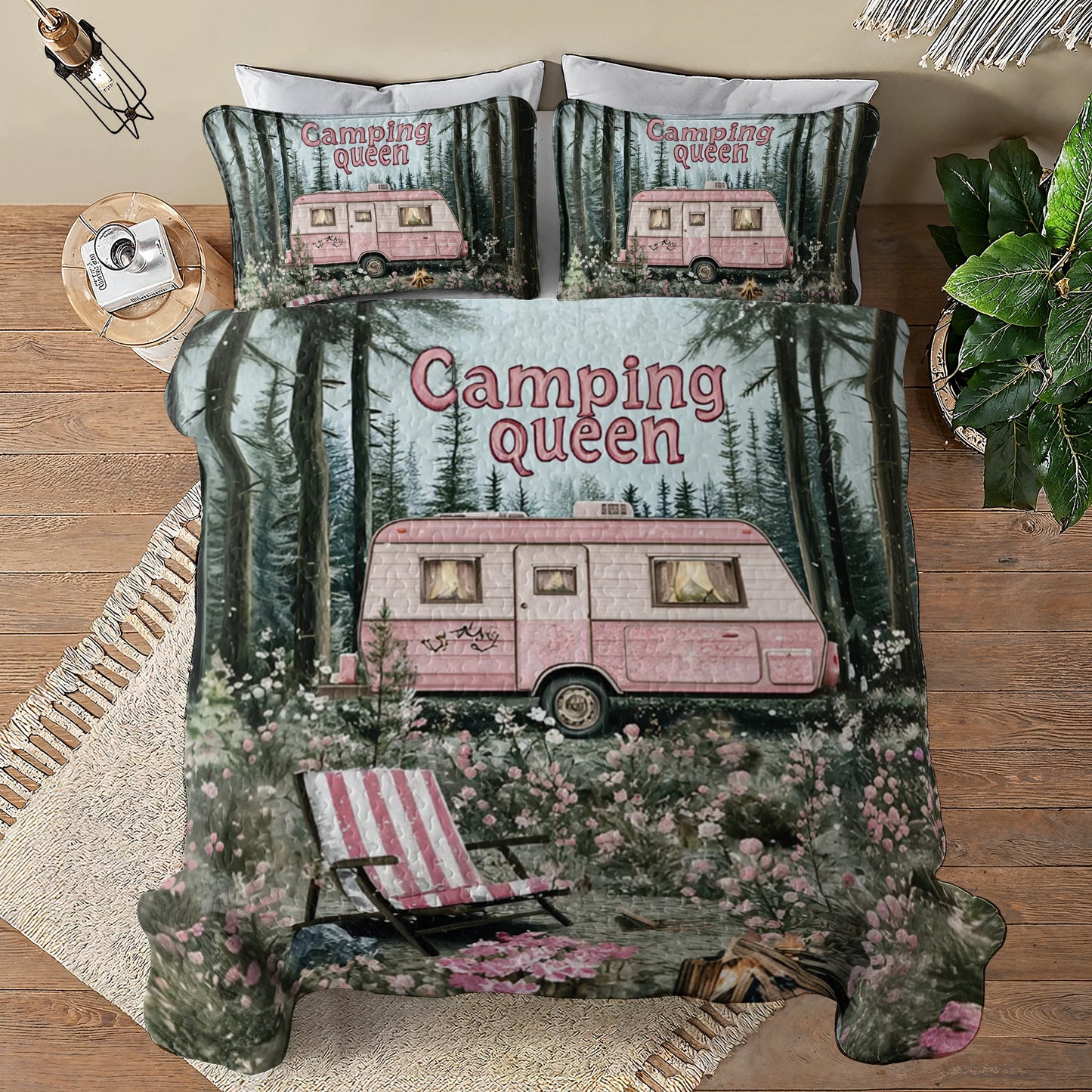 Shineful All Season Quilt 3-Piece Set Camping Queen