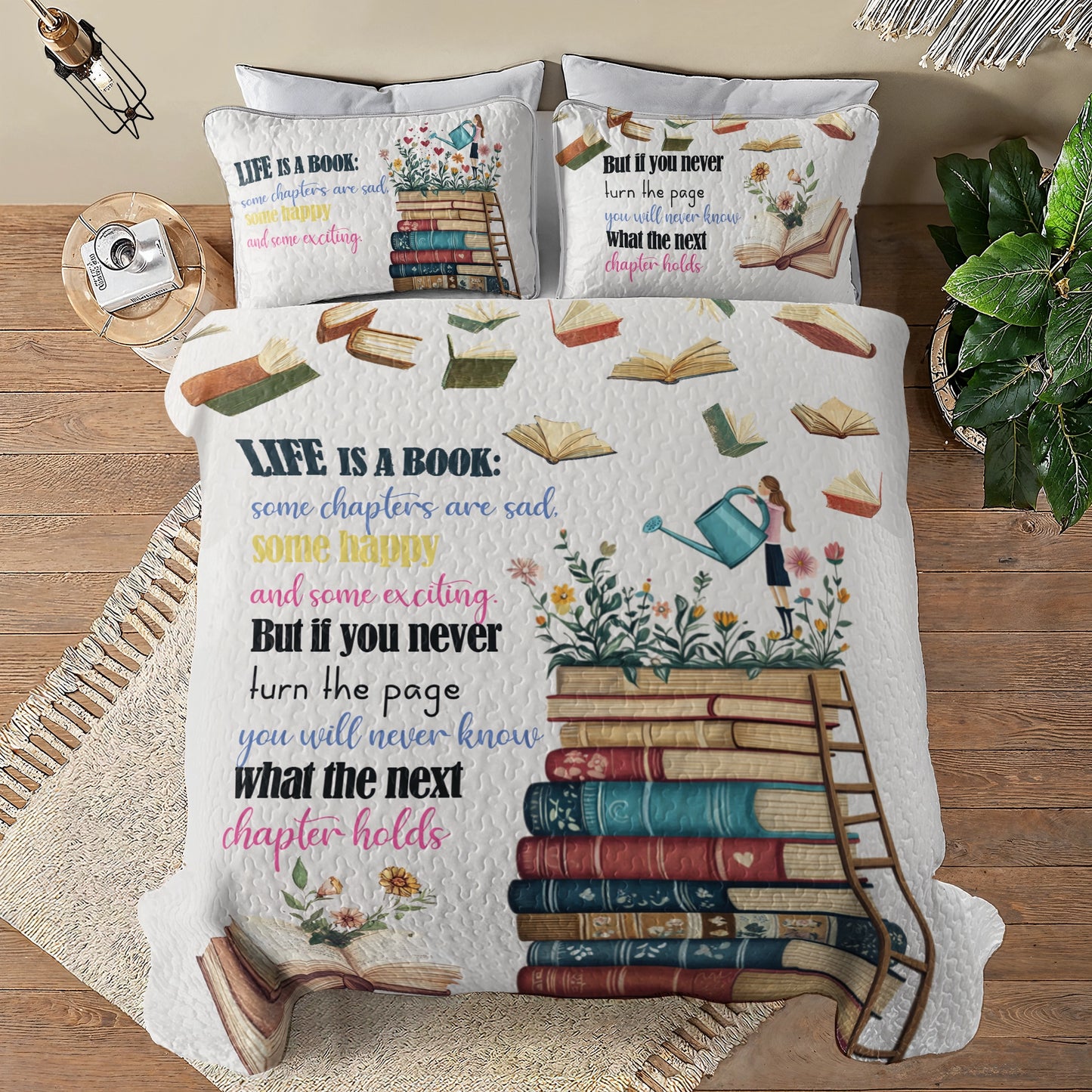 Shineful All Season Quilt 3-Piece Set Read And Grow Through Pages