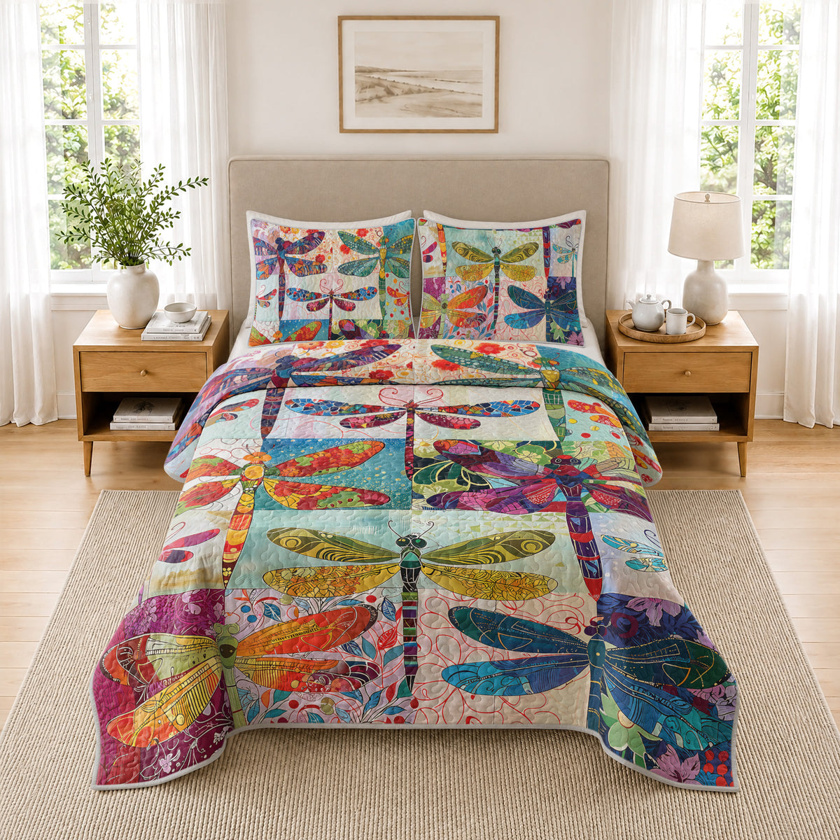 Shineful Quilt 3-Piece Set Dragonfly Harmony