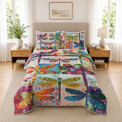 Shineful Quilt 3-Piece Set Dragonfly Harmony