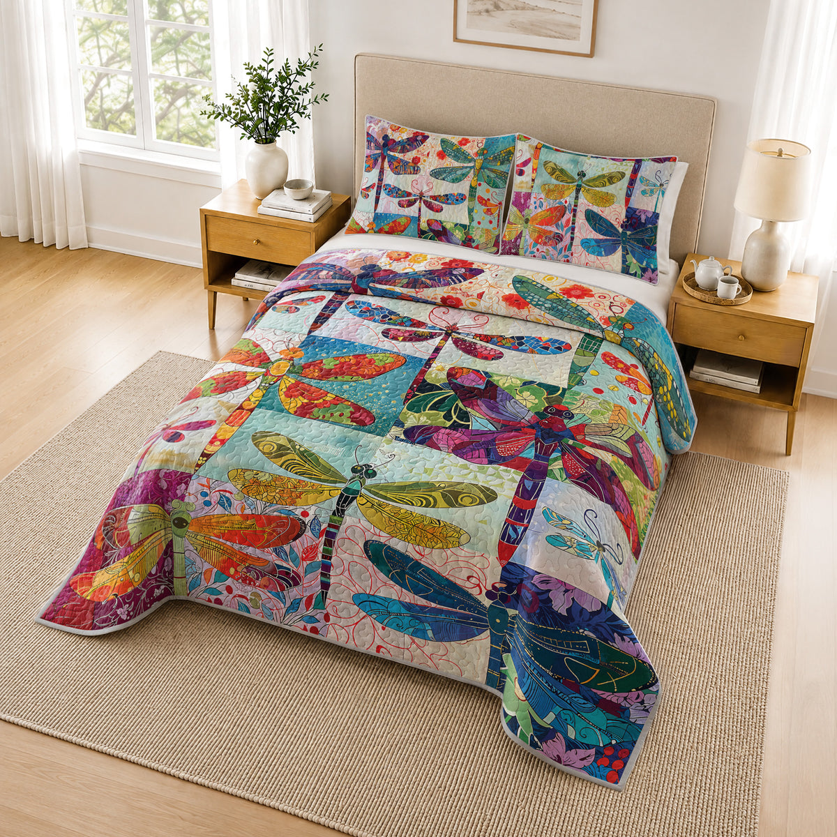 Shineful Quilt 3-Piece Set Dragonfly Harmony