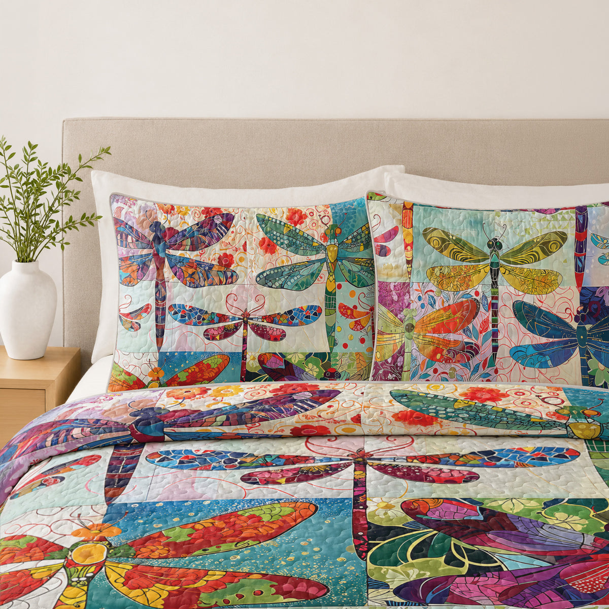 Shineful Quilt 3-Piece Set Dragonfly Harmony