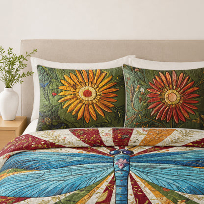 Shineful Quilt 3-Piece Set Dragonfly Bloom