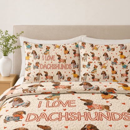 Shineful Quilt 3-Piece Set Dachshund Lovely Delight