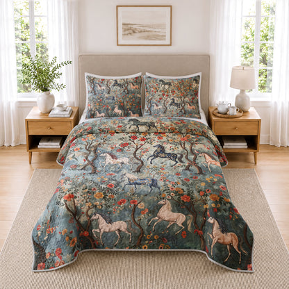 Shineful Quilt 3-Piece Set Mystical Steeds