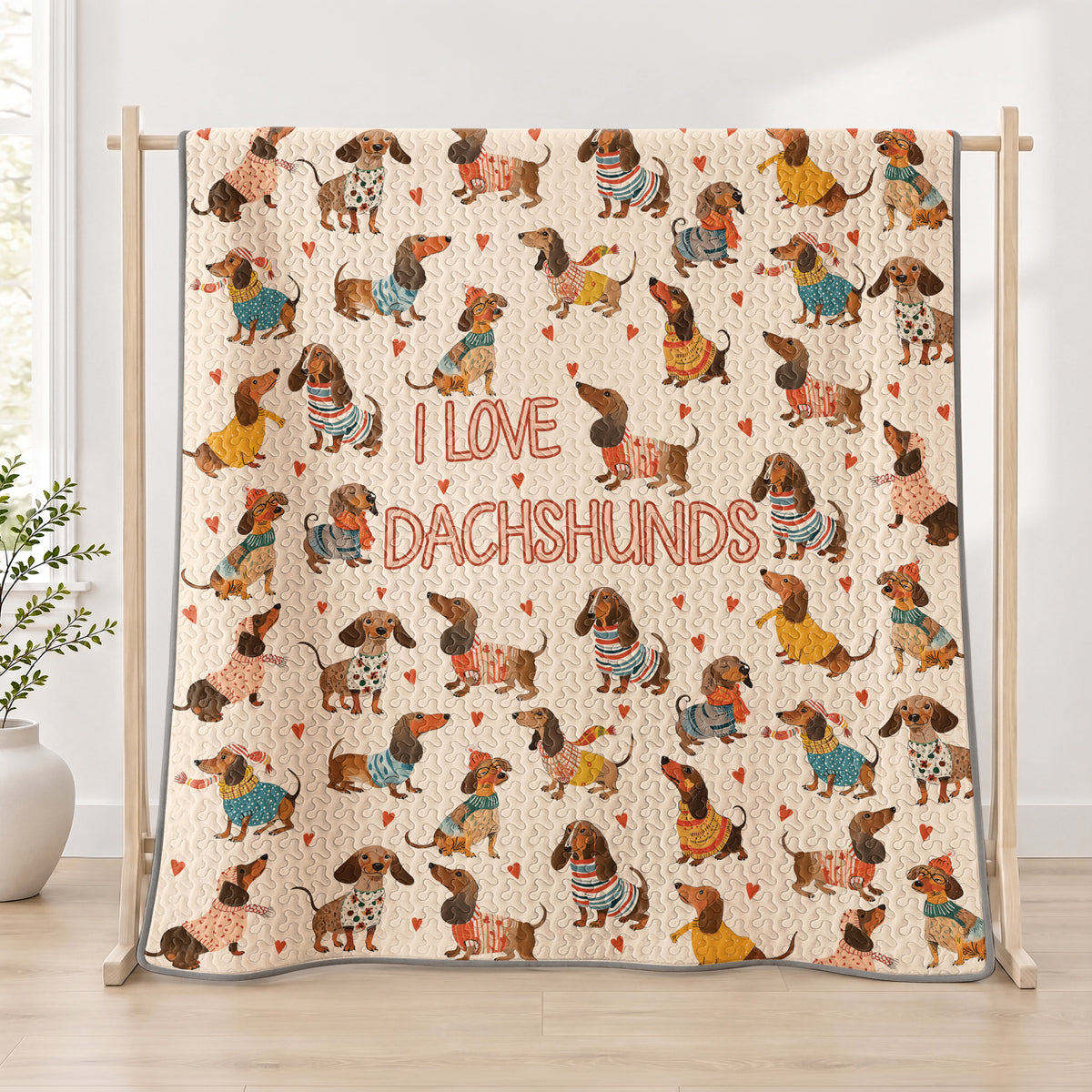 Shineful Quilt 3-Piece Set Dachshund Lovely Delight