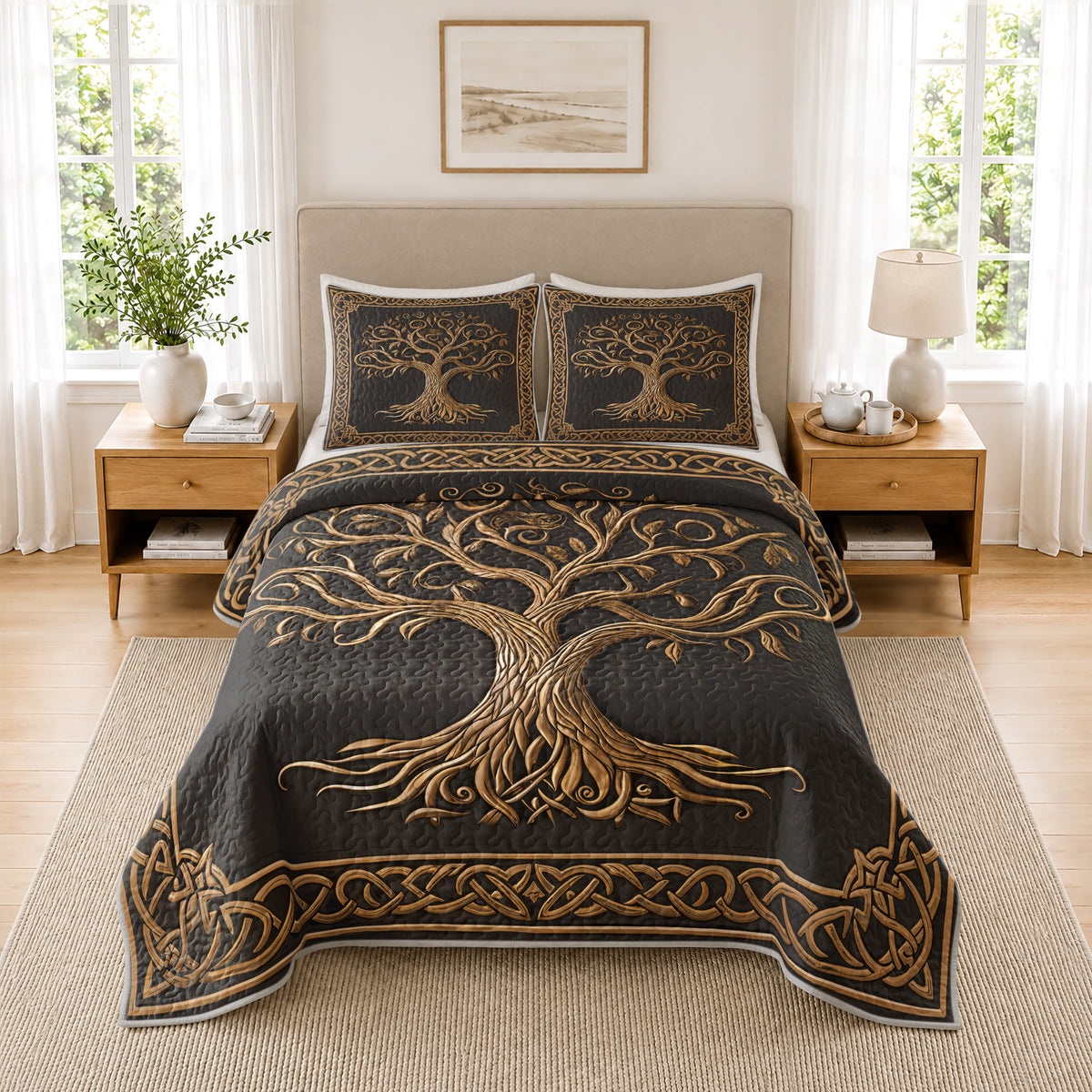 Shineful Quilt 3-Piece Set Celtic Tree