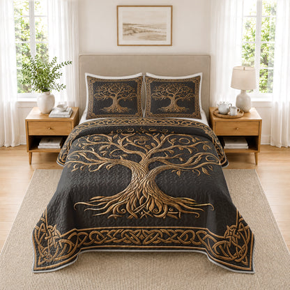 Shineful Quilt 3-Piece Set Celtic Tree
